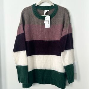 ADY P Striped Crewneck Relaxed Fit Sweater L